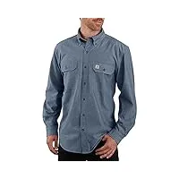 carhartt t- shirt à manches coupe originale chemise longue à bouton d'utilité professionnelle, chambray bleu denim, xl (haut) homme