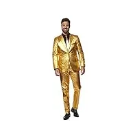 opposuits costume de fête doré pour homme - costume de fête du nouvel an et de noël - doré métallique - blazer, pantalon et cravate