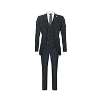 costume 3 pièces bleu marin en laine pour hommes gilet croisé tweed blinders des années 1920 46/30w