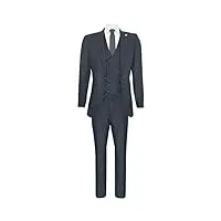 costume 3 pièces bleu en laine pour hommes gilet croisé tweed blinders des années 1920 48/32w