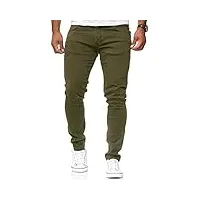 pantalon homme jeans colored denim coton slim fit kaki w33-l30