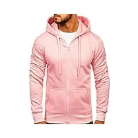 bolf homme sweat-shirt a capuche avec fermeture eclair hoodie sweat zippe manches longues temps libre sport fitness outdoor basic casual style 2008 rose(ciel) l [1a1]