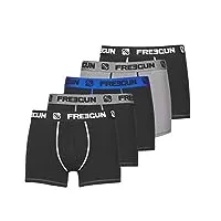 freegun boxer homme coton, calecon homme, ajustement parfait, stretch (lot de 6), noir, gris, bleu, taille xl