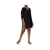 seafolly robe cache-col en v avec manches roulées maillot de bain, beach edit noir, s femme