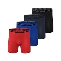 new balance lot de 4 boxers standard sans braguette pour homme noir/bleu marine/bleu marine/braises de 12,7 cm, taille xl
