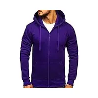 bolf homme sweat-shirt a capuche avec fermeture eclair hoodie sweat zippe manches longues temps libre sport fitness outdoor basic casual style 2008 violet xxl [1a1]