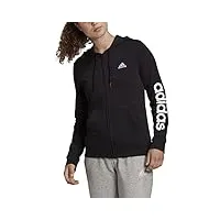 adidas,womens,linear french terry full-zip hoodie,black/white,large