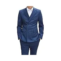 costume bleu à double boutonnage 3 pièces pour homme - pour mariage, mariage, bal de fin d'année, dîners, bleu, 52