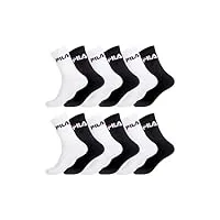 fila chaussettes sport homme coton, socquettes homme, ajustement parfait, soft touch (lot de 12), multicolore,noir, 39/42