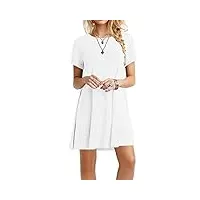 molerani robe d'été pour femme t-shirt décontracté à manches courtes robe de plage robe ample pour femme (l, blanc)