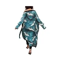 youkd femmes d'été coton À manches longues cardigan maxi boho robe plage coverup robe long kimono taille unique