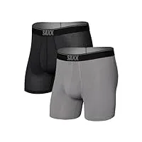 saxx underwear sous-vêtements pour homme – caleçons quest pour homme – boxers stretch avec support ballpark pouch intégré – pack de 2, noir/gris anthracite foncé,l