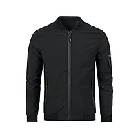 youthup blouson homme léger veste imperméable printemps été décontracté jacket de couleur unie col montant noir-1801 m