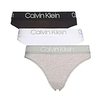 calvin klein coffret cadeau femme lot de 3 slips, multicolore (black/white/grey heather), l