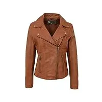 a1 fashion goods femmes cuir véritable veste de motard bronzer designer aménagée fermeture éclair manteau myla (m - eu 38)