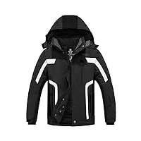 wantdo homme veste de ski imperméable pour voyage manteau d'hiver chaud veste de snowboard outdoor veste randonnée travail coupe-vent noir+gris m