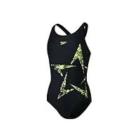 speedo boomstar placement flyback maillot une pièce fille, noir/jaune, 24 (5-6 ans)