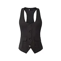 kancy kole veste de costume femme tailleur sans manche gilet vintage doublé noir taille s kce2134-1