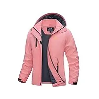 magcomsen veste de pluie softshell imperméable pour femme - veste de loisirs d'extérieur - veste de pluie respirante - rose xl, rose, xl