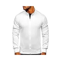 bolf homme sweat-shirt avec fermeture eclair avec imprime sweat zippe manches longues temps libre sport fitness basic outdoor casual style b2002 blanc l [1a1]