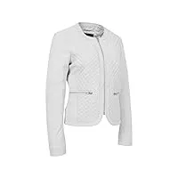 a1 fashion goods femmes sans col doux cuir blanc veste biker style Équipé matelassé stitch remi (xxxl - eu 46)