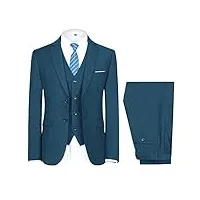 sliktaa costume à deux boutons pour homme classique 3 pièces slim smoking costume solide robe veste gilet et pantalon pour homme