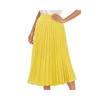 dresstells jupe plissée femme longue taille élastique jupe mi-longue pour femme yellow m