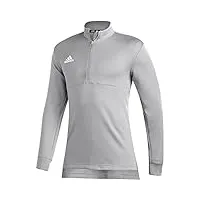adidas team issue quarter-zip top - men's casual lt grey/white