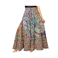 sai fashion jupe boho multicolore, jupe portefeuille, jupe gitane indienne, maxi jupe bohème mandala jupe coton hippie jupe floral