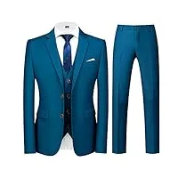 allthemen costume homme mariage 3 pièces slim fit smoking costume couleur unie deux boutons formel veste gilet et pantalon bleu foncé 3xl