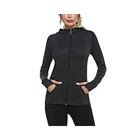sykooria sweat à capuche femme zippé automne hiver chaud veste femme de sport respirant à manches longues jacket zippé pour fitness running-noir-xl