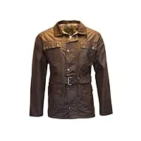 walker & hawkes - veste cirée pour homme - ceinture/4 poches/imperméable - style motard - marron - xxx-large