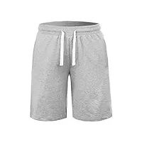 iclosam short de sport homme coton casual shorts pant court de fitness/beach/casual bermudas respirant séchage rapide slip cordon ajustable (gris clair, m)