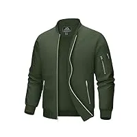 magcomsen veste fine pour homme - veste d'été légère - veste de mi-saison sportive - veste bomber business blouson automne, vert armée., l