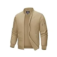 magcomsen veste fine pour homme - veste d'été légère - veste de mi-saison sportive - veste bomber business blouson automne, kaki, l