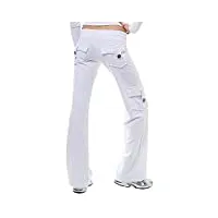 pantalon de yoga extensible à poches en bambou doux (3xl,white)