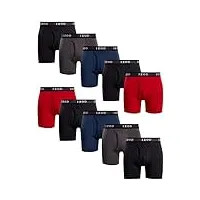 izod men's performance underwear - spandex athletic boxer briefs, size medium, black/red/blue grey