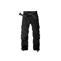 aeslech homme pantalon cargo militaire avec 8 poches pantalon de combat d'exterieur pantalon de travail,36,1 noir