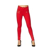 elara pantalon femme stretch skinny fit jegging chunkyrayan h86-10 rouge 46 (3xl)