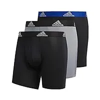 adidas men's performance boxer briefs underwear (3-pack), blue/black black/grey black/black, x-large