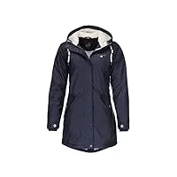 dry fashion malmö manteau de pluie pour femme - veste de pluie longue avec capuche - coupe-vent - imperméable - doublure en polaire, bleu marine, 40
