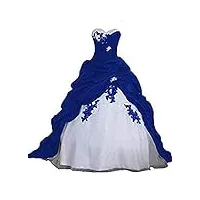 ynqnfs robe de mariée en dentelle à manches longues bicolore applique, bleu, 48