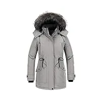 chin·moon femme veste chaude à capuche d'hiver manteau en polaire sherpa epaissie parka coupe-vent manteau d'extérieur mi-long décontracté gris m
