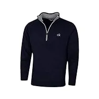 calvin klein pull lined chunky half zip homme - marine - l