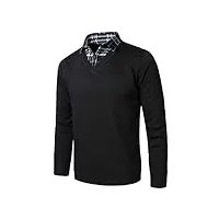 ktwolen homme classiques pull en tricot avec col en v automne hiver pullover de chemise sweaters à manches longues (noir, m)