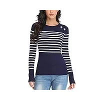 dilgul pull rayé femme hiver sweat pullover pull t-shirt tunique à manches longues sweater bleu medium