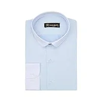 jack martin chemise à col club pour hommes | chemises business coupe slim et chemises décontractées à col rond | chemise style rétro (chevrons bleu,s)