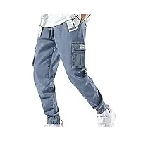 xyxiongmao streetwear hip hop cargo pantalon de jogging pour homme en denim salopette de sport harlan pantalon décontracté, noir, xx-large