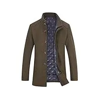 youthup manteau homme hiver en laine chaud trench coat mi-long casual parka pardessus caban business marron 1853 l