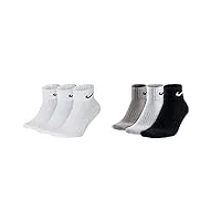nike lot de 6 paires de chaussettes pour homme et femme - chaussettes courtes - chaussettes hautes - blanc et noir - mélange (blanc gris noir) - taille 34 36 38 40 42 44 46 48 50, blanc/gris/noir,